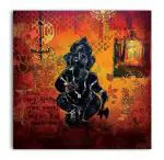 Tamatina Multicolor Religious Ganpati Bappa God Modern Art Canvas Painting - 13X13 Inch