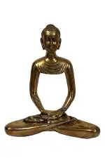 Kalarambh Brass Buddha Idol Murti Statue for Home Living Room Table Decor Showpiece Gift Items Collectible Handicraft Art, Yellow, 8 x 2.8 x 10.3 Inch (L x W x H)