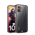 Clickaway Xiaomi Redmi Note 10 Note 10S Back Cover Gold Electroplating Transparent Chrome Raised Edges Super Soft-Touch Bumper Case (Black)