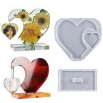 Hasthip Heart Resin Mold 3D Ornament Photo Frame, Silicone Resin Art Display Mold Epoxy Casting Mold For Anniversary Table Office Décor