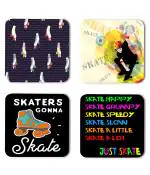 Whats Your Kick Roller Skates Skaters Gonna Skates Quotes Printed Set of 4 Coaster With Metal Stand