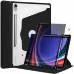 ProElite Cover for Samsung Galaxy Tab S9 11 inch Case, 360 Degree Rotatable Smart Flip Case Cover for Samsung Galaxy Tab S9 11 inch Transparent Back with S Pen Holder, Black