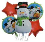 My Party Suppliers Merry Christmas Snowman Decorative Xmas Theme Foil Balloons (pack of 5)