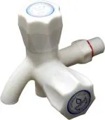 Bathonix White Plastic Bib Tap Faucet - Wall Mount Installation Type (Pack Of Pvc Bib Cock 2 In 1 Water Tap Two Way Faucet Bib Tap Faucets)