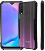 AmericHome Vivo Y12, Y15, Y17, U10, Model 1904, 1901, 1902 Black, Transparent Rubber Dual Protection Mobile Back Cover