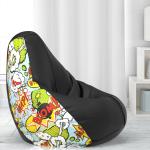 Biggie Bean Bag - Size : XL - 3D Printed Teardrop Bean Bags - Designed by : DonnaPaula London - Color: Boom Bam - H - Black Green - Bean Bag Cover - Best 3D Printed Bean Bag for Living Room - Luxury Bean Bag - Lounge Chair Latest Bean Bag