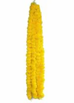 Caneuf Artificial Genda or Marigold Flowers Garland for Decoration for Diwali, Housewarming, Christmas, Wall hangings (4.5 ft Per Strings) (Yellow, 5)