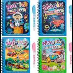 G MALL Water Colouring Books 4 Piece Magic Colouring Book Set Travel Activities Duplicate Book for Kids Reusable Drawing Book and Pen Set for Kids Toddlers Gift