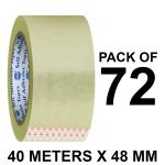 VCR Self Adhesive Transparent Packing Cello Tape - 40 Meters in Length - 48mm / 2 Inch Width - 72 Rolls Per Pack - BOPP Industrial Packaging Tape for E-Commerce Box Packing, Office and Home use