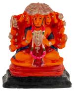 SoilMade Sindoori Panchmukhi Hanuman Idol Red Color Size Approx 8 CM
