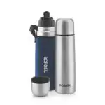 Borosil Hydra Thermo Blue 750 ml Stainless Steel Double Wall Vacuum Insulated Flask Water Bottle | 24 Hours Hot & Cold