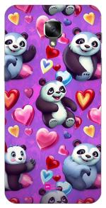 Gift Minister Hard Designer Mobile Case For One Plus 3 Back Cover Fire Brick - Panda Bears Hearts Pattern Valentines Heart Comic Art Exaggerated Expressions Flexible Scratch Resistant Clear 1Pcs 1701S