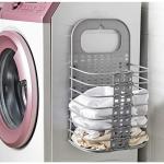 SLINCE Hanging Laundry Basket Folding Laundry Basket Space-Saving Laundry Basket Wall-Mounted Laundry Basket Foldable Laundry Hamper Hanging Clothes Basket Compact Laundry BasketHanging Storage Basket