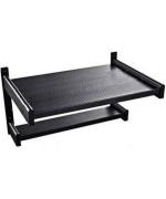 Siamo Black Iron Microwave Oven Wall Mount Double Bracket for Toasters and Microwaves Sturdy Containers Kitchen Rack