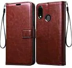UNILORD Huawei Nova 3i Brown Leather Magnetic Closure Vintage Flip Cover Case