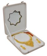 atorakushon Fabric Women Jewellery Storage Box Necklace Pendant Earring Ring Bracelet Storage Holder Display Box for Wedding Engagement Cream