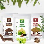 Amazercare Amla Reetha Shikakai Powder For Hair, 100% Natural Hair Care Combo Amla + Aritha (Reetha) + Shikakai (175 Gm Each) For Healthy Hair, 3 Pouches