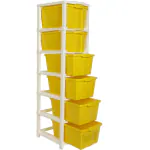 Tedemel Studio 6 Xl(Extra large), Modular Drawer, Virgin Plastic for Home, Office, Parlor, School, Doctor, Home and Kids, Product Dimension when assembeled (30cmx36cmx118 cm), Color: Yellow