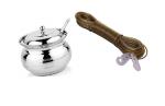 BLUE WONDER Stainless Steel Multipurpose Ghee Pot/Pickle Container with Spoon With 10 Mtr PVC Rope and (Multicolour, Pack of 2)