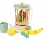 THE BRAIN GYM FACTORY - Wooden Kitchen Utensil Set for Pretend Play, 15 Pieces, Juice Blender Toy Included