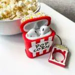 ROYALZY Soft Silicone Shockproof New 3D Cartoon Design Cute Popcorn Airpods Cover Case with Free Keychain Compatible for aerpods Generation 1 and 2 (NOT for Any Other AERPODS)