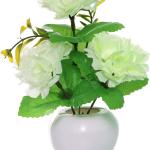 Chaudhary Flower Plastic White Daisy Artificial Flower with Pot 8 inch S04-LSG-F11W-M3W