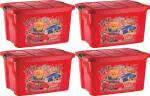 NAYASA WITH DEVICE OF FLOWERS Plastic Rectangular Toy Box (50 Liter, Red, Standard) Pack of 4