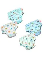 VParents Padded Underwear for Babies and Toddlers with 3 Layers of Cotton Padding Potty Training Pull Up & Diaper-Free Time Pack of 4 (6-12 Months Prints May Vary) Assorted