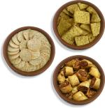 Daloba Foods Savoury Snacks Poona Bhakarwadi, Jeera Puri And Methi Biscuit Combo - 200 g (Pack of 3)