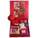 Valentine gift for boyfriend/girlfriend/valentine gift/valentines day gift-Cute chocolate box+3pc Roses and Teddy Bear in Heart Box+Message Bottle+couple in a car statue+1 Teddy with rose+ Card
