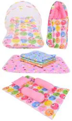 Kwitchy Combo of Baby Bedding | Bed with Net | Carry Bag | 4 Waterproof Sheets 4 Pcs Bedding Set (0-6 Months)