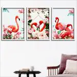 saf Premium Modern Art Digital Reprint 19.5 inch x 40.5 inch Painting (With Frame, Pack of 3)