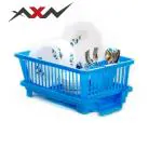 AXN 3 in 1 Large Durable Plastic Kitchen Sink Dish Rack Drainer Drying Rack Washing Basket (Blue)