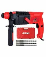 AGNI A1600 Rotary Hammer Drill Machine, SDS Chuck, 500W, 850RPM, 20MM with Accessories (3pcs Drill Bit), Variable Speed Reversible For Hammering & Drilling Concrete, Masonry & Wood (Royal Red)