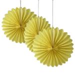 Jagmag Yellow Tissue Paper Fan Decoration, 30 cm (pack of 3)