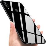 MONKISH Samsung Galaxy A30 Black Plastic and Glass Glossy Finish Glass Mirror Back with Shockproof TPU Bumper Back Case Cover|Mobile Cover|Mobile case|Flip cover