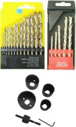 DUMDAAR 13pc HSS Drill Bit Set 5pcs Masonry Tungsten Carbide Concrete Drilling Set 6pcs Hole Saw Set Cutter with Mandrel Wood Working 25mm/ 35mm/ 44mm/ 50mm