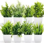 Mini Green Plant with Pot Small Greenery Decor for Indoor Home Farmhouse Aesthetic Bedroom Shelf Office Desk Bathroom Decoration (Set of 4)