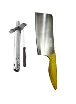 Blue Wonder Stainless Steel Regular Gas Lighter | Knife With Wooden Handle Meat Chapper and Multicolour, Pack of 2