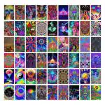 CodersParadise Aesthetic 52 Pcs 420 Psychedelic Wall Collage Kit Posters - 4 x 6 Inches Poster for Wall Decoration - Wall Art For Bedroom, Office, Living room, Dorm room - Glue Dots Included