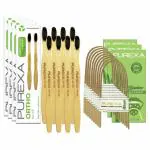 PUREXA Orthodontic Toothbrush for Braces and Bamboo Tongue Cleaner | interdental brush for teeth | Bamboo Toothbrush | Biodegradable bamboo brush | (8 Toothbrush & 12 Tongue Cleaner)