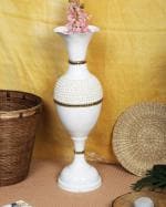 AdiCollar Flower Vase Big Size for Living Room Corner - 24 Inches Long - HMT White - Pack of 1