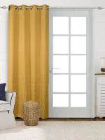 Saral Home Yellow Cotton Yarn Blackout 1 Piece Long Door Curtains (4X9 Feet)