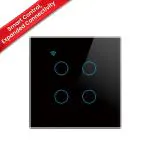 amiciSmart WIFI Switch,4 Gang Wall Switch with Touch Button Compatible with Alexa, Google Assistant and SmartLife App, 10A 230VAC Smart Switch with Interlocking Feature (2300W)