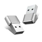 Storite 2 Pack Mini USB 3.1 Type C Adapter for Data Sync,Type C Female to USB A Male Charger Charging Cable Adapter Converter Compatible Laptops,Car,Chargers,PC-Silver