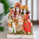 VIVARS CRAFT Marble Dust Lord Shiv Parvati Murti Cultured Marble Statue
