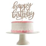 Festiko Happy Birthday Cake Topper Rose Gold Glitter
