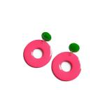 Reverie Handmade Jewelry Resin Handcrafted Solid Round Earring Set for Women & Girls (Pink)
