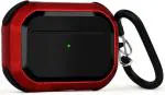 ICREATION Airpods Pro ,Light Weight ,Durable ,Shock Proof & Armor Case With Hook For Hand Red Bumper Case