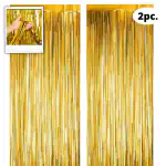 House of Banter 3 ft X 6 ft Metallic Gold Foil Curtain for Birthday Decorations / Anniversary (2 pc Gold Metallic Foil Fringe Curtain)